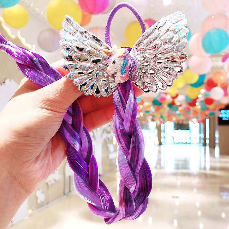 Bande Dessinée Licorne Couleur Bowknot Perruque Cheveux Corde Filles Twist Tresse Cheveux Corde display picture 9