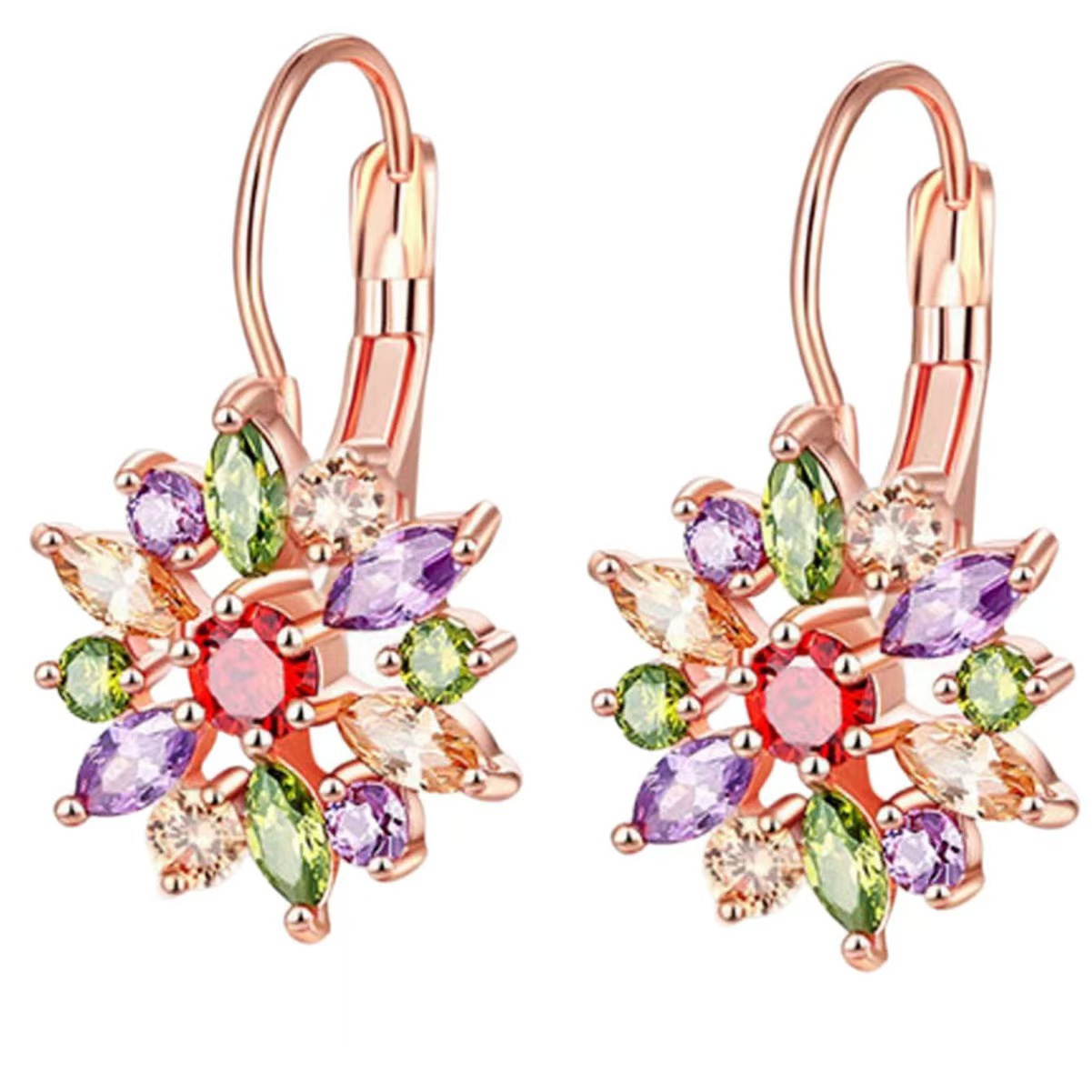 Ventas transfronterizas de flores de sol zircon bucles de orejas creativos nuevos clips de orejas de moda agujeros de orejas nuevos auriculares retro chinos