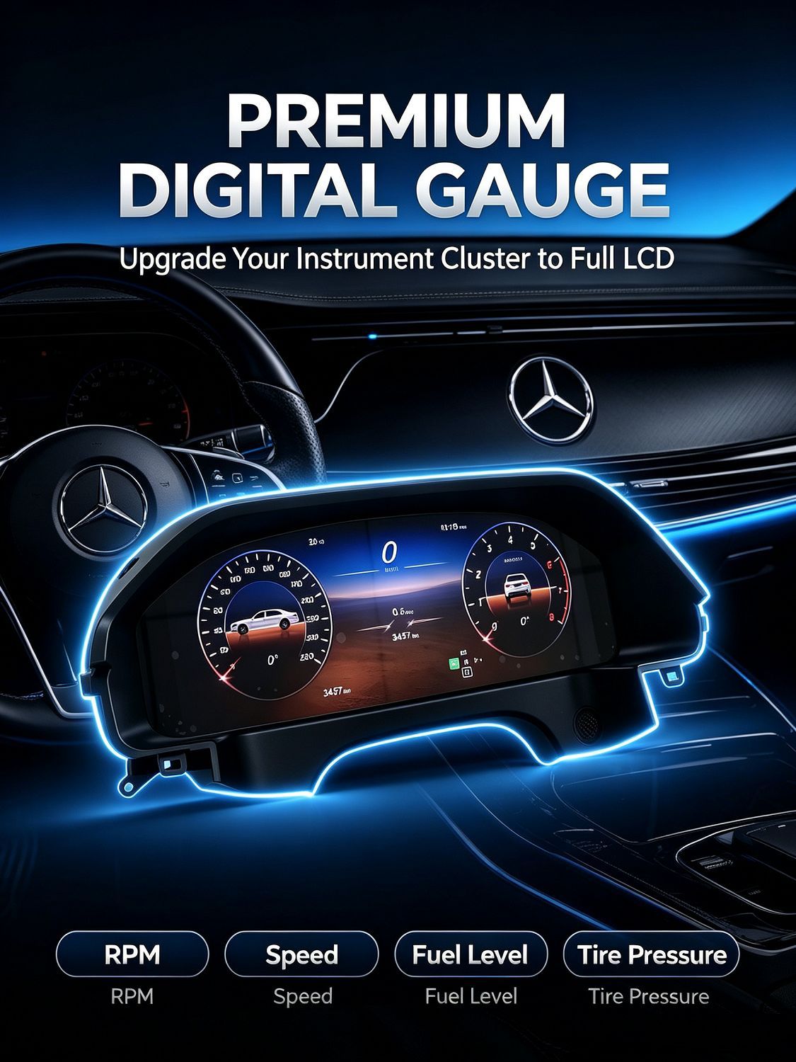 Suitable for Mercedes-Benz E-Class W212/Ntg4.0/4.5 Upgrade 12.3inch Full Lcd Instrument Panel Plug and Play