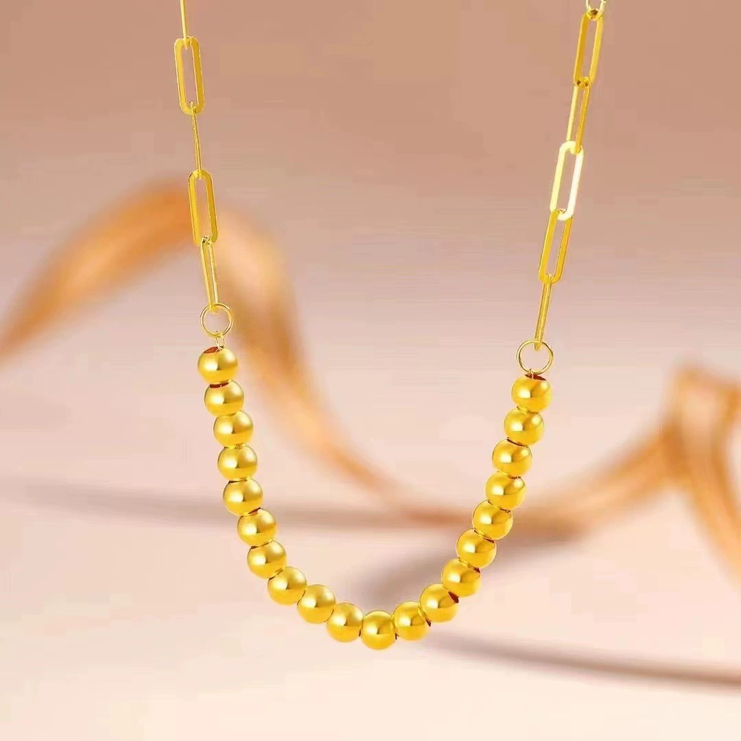 18-каратное Золотое ожерелье женское нишевое дизайнерское чувство Подвеска из бусин AU750 цепочка на ключицу для подарка на день рождения подруге
