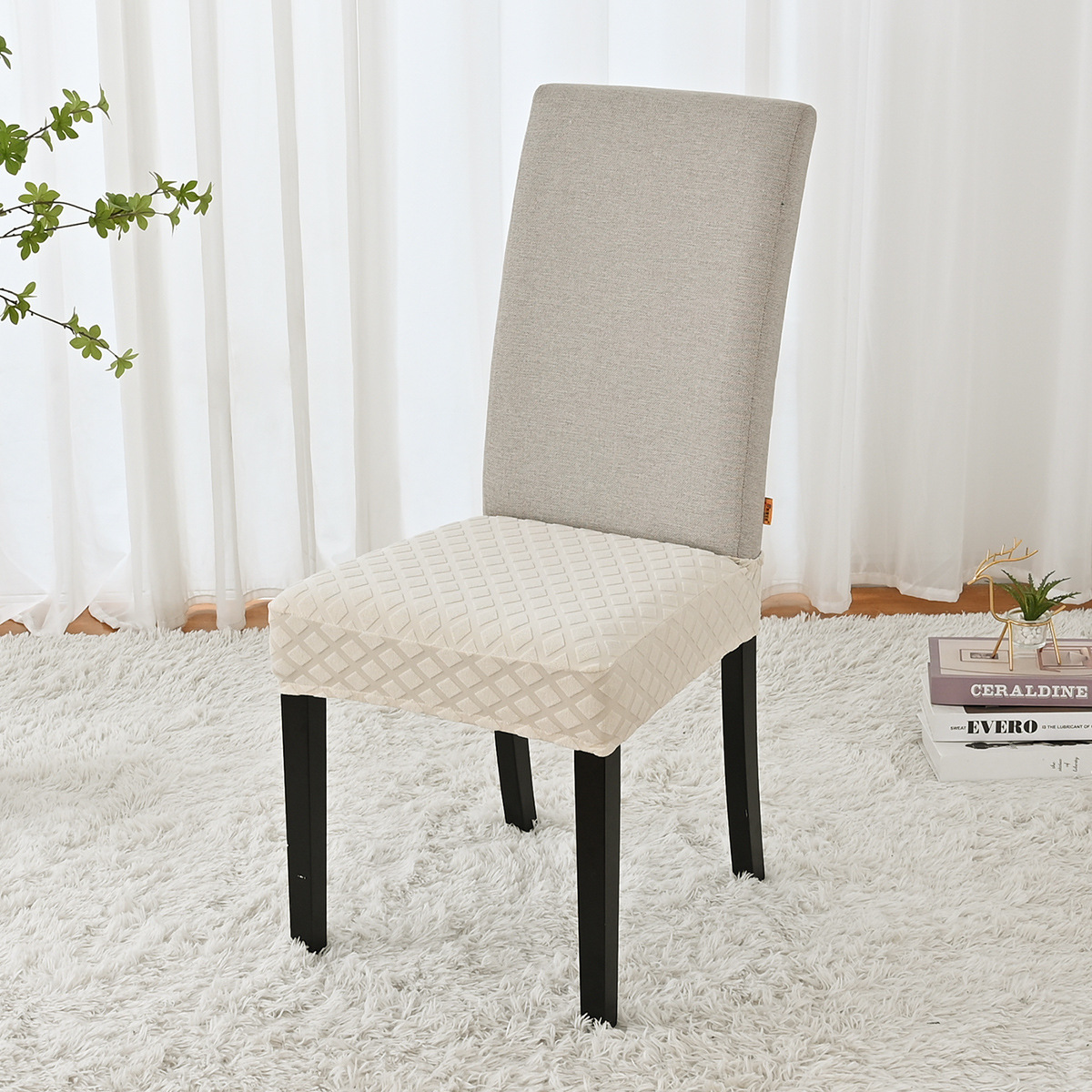 Transfronterizos sólidos elásticos jacquard diamante doble taburete elástico cubierta de silla de hotel polvo taburete cubierta de silla de comedor stock