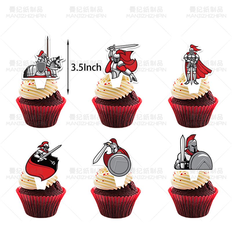 中世纪主题拉旗螺旋蛋糕插牌气球纸盘纸巾一次性餐具