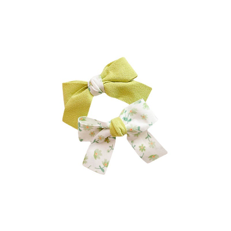 Cute children's universal hairgrip with bow, hair accessory, floral print