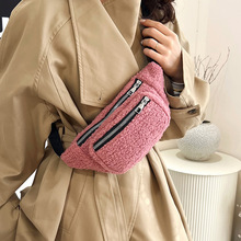 可爱毛绒包包女2025新款日系卡通单肩胸包气质百搭毛毛斜挎腰包潮