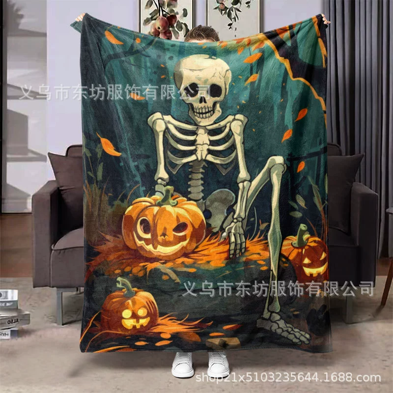 Хэллоуин минималистский мультяшный череп модное одеяло ленивый человек должен путешествовать домой