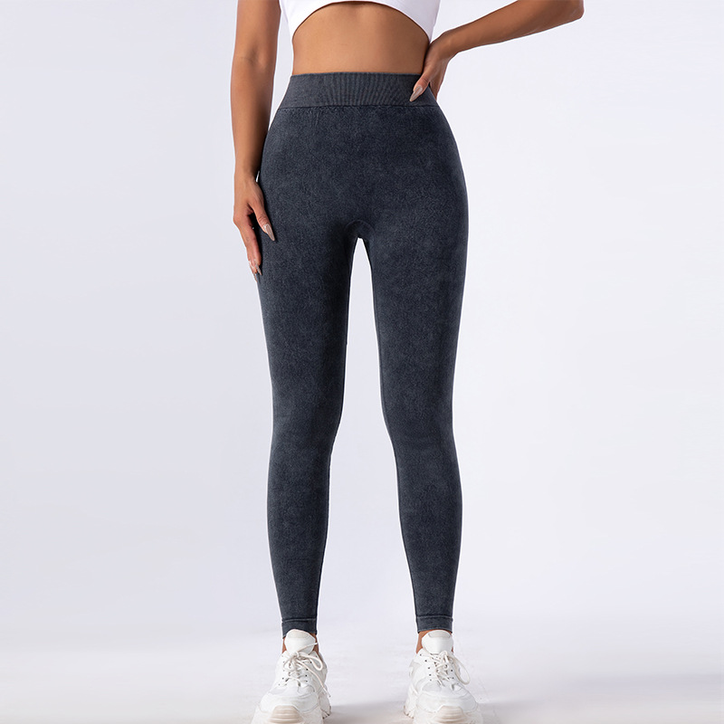Nuevos pantalones de yoga TIKTOK lavado sin costuras en V cintura alta elástico ejercicio yoga fitness pantalones ajustados pantalones de yoga