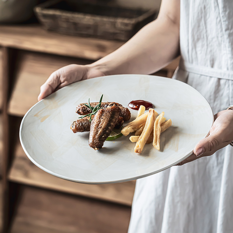 Creativo Graffiti Plato de cerámica Plato de hogar retro Plato plano Plato práctico Plato de ensalada Plato de cena Plato poco profundo