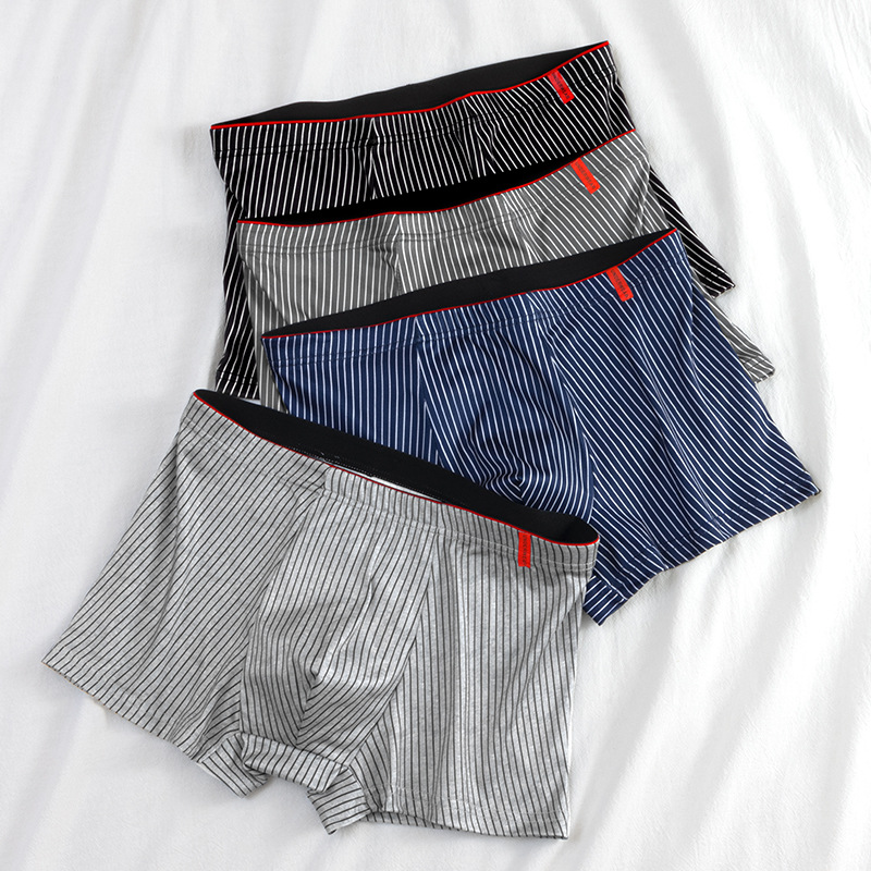 Nuevos pantalones interiores de hombre de cintura media cómodos y respirables antibacterianos entrepierna de hombre clásico a rayas pantalones adolescentes al por mayor
