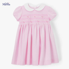 Little Maven Children's Dress, European and American Children's Summer New Knit Short Sleeve Collar Children's Dress