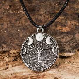卓萱跨境生命之树合金吊坠复古月亮和太阳图腾跨境塔罗牌欧美项链
