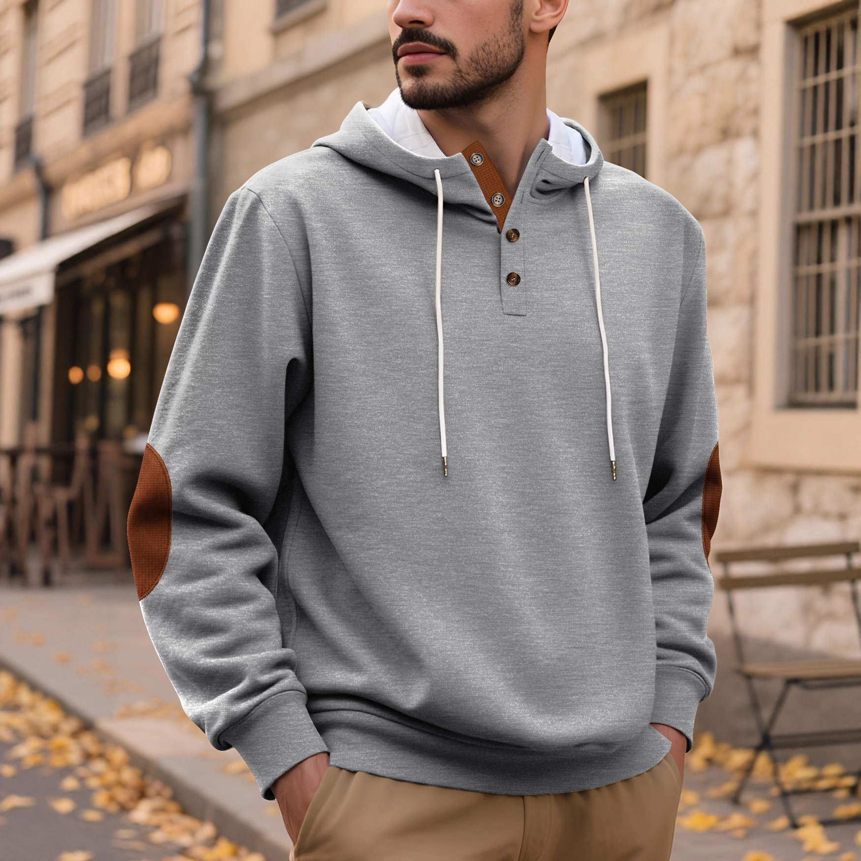 Transfronterizo Europa y América Amazon otoño y invierno sólido con capuzas deportivas de ocio deportivas de peluche engrosado chaqueta de hombre hombre