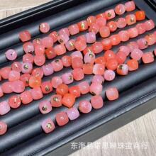 天然粉糯盐源玛瑙直切桶珠镶嵌款散珠子隔珠diy手链串珠配件