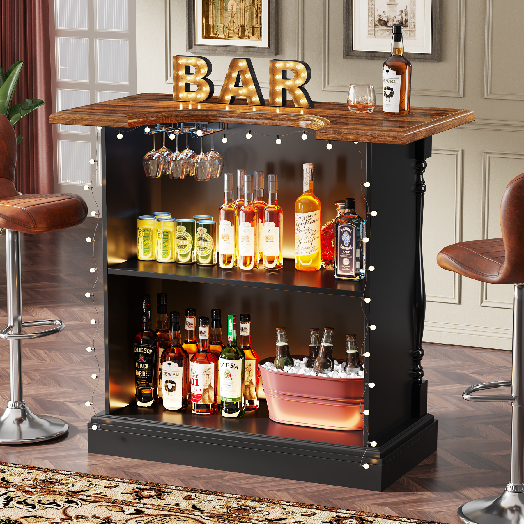 American Bar Table, Industrial Style Bar Desk, Cashier Wine Cabinet, Integrated Front Reception Desk Island, Exclusively for Cross-Border Supply