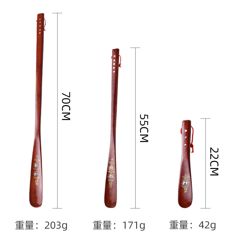 Venta al por mayor súper largo calzador de madera maciza ala de pollo calzador de madera maciza calzador con incrustaciones de calzador de madera zapatos de elevación de madera con asistente