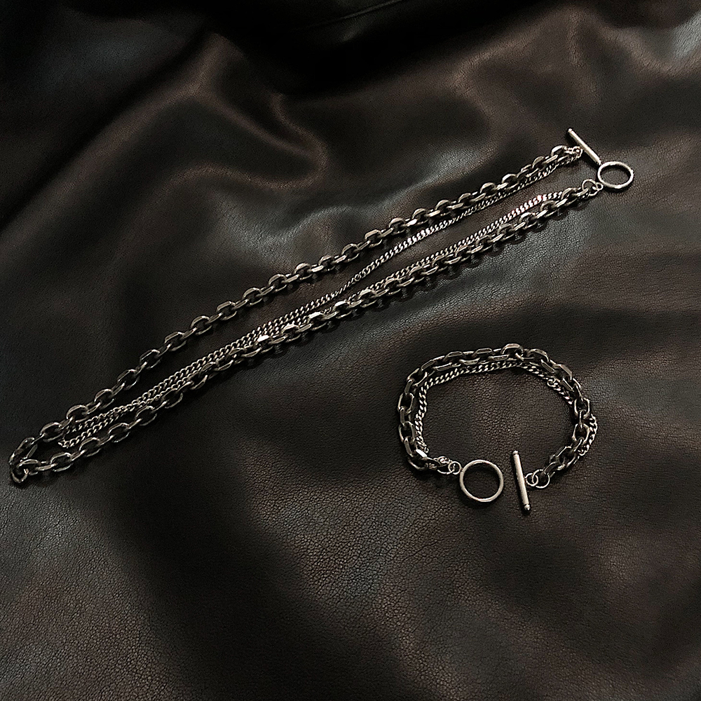 Hip Hop Double Layer Necklace For Men Vintage Titanium Chain_voghion.com