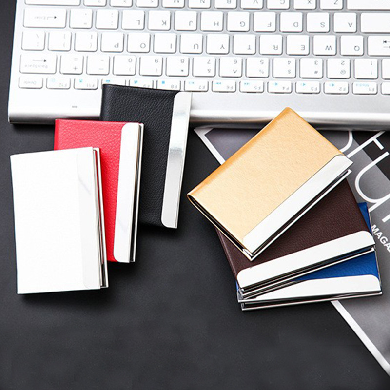 In stock, men's business card holders with lychee-patterned texture, exquisite ultra-thin business card boxes, card holders, and business card pouches.