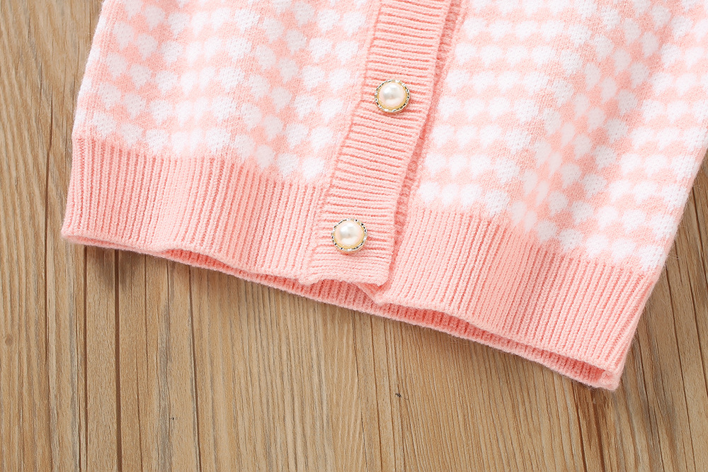 Maglione da ragazza 2023 Autunno / Inverno Nuova edizione coreana occidentale Little Fragrance Baby lavorato a maglia scozzese Top a due pezzi_voghion.com