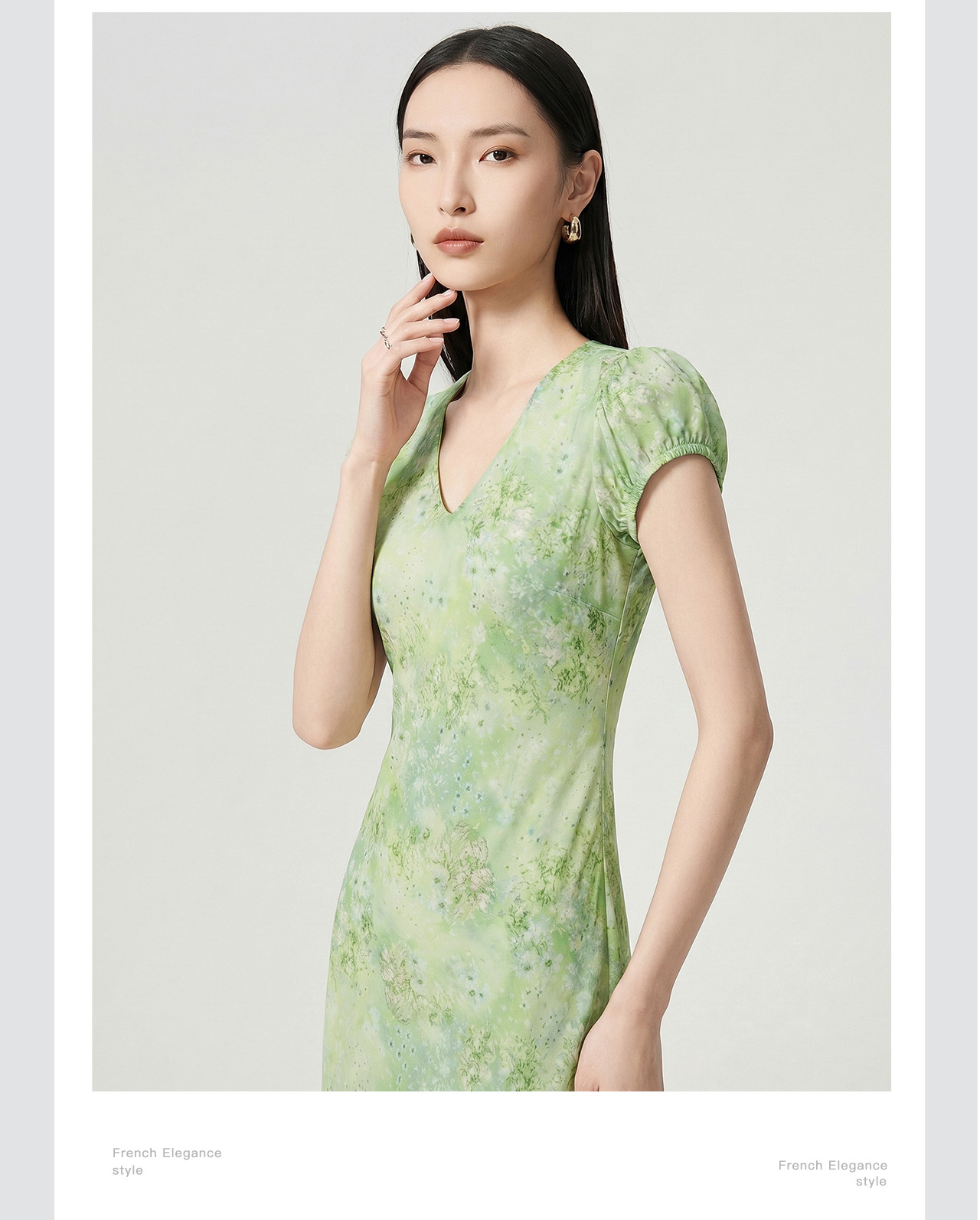 Đầm suông midi họa tiết hoa Monet khoét lưng — màu hồng chi tiết 8