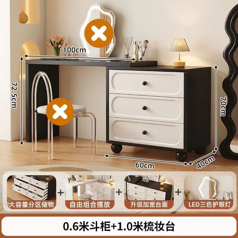 Xuanhei 100 테이블 + 60 검정색 세트 흰색 3단 서랍장