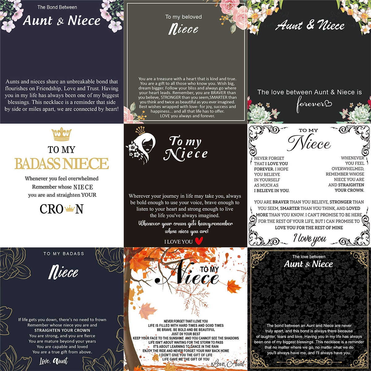 Европейская и американская трансграничная горячая распродажа карточек серии To my Niece ювелирные изделия подарочные карты открытки