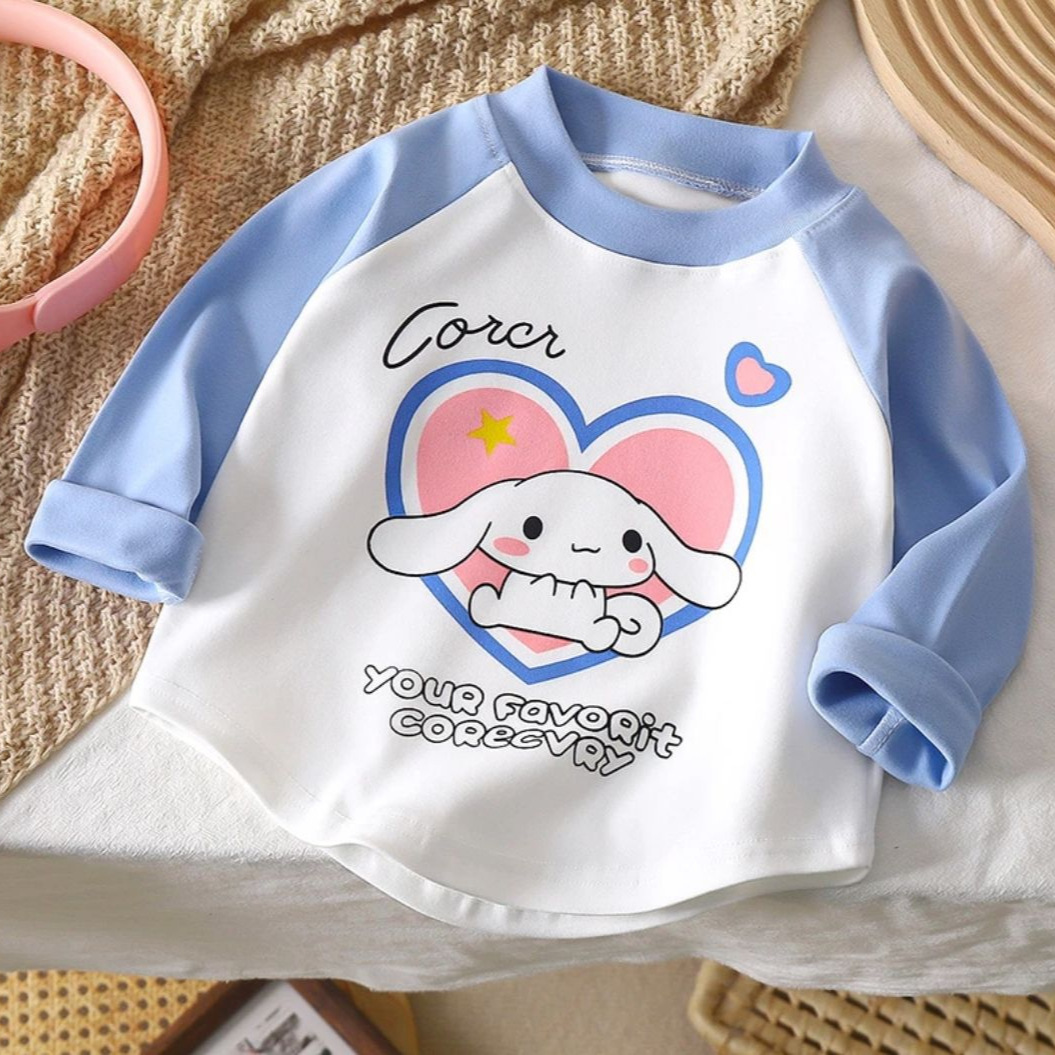 Camiseta de manga larga para niños top de Velvet Otoño e Invierno nuevos niños y niñas de dibujos animados estilo occidental bebé camisa de fondo entrega de una sola pieza
