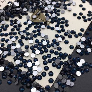 Mo Lan Flat-Bottomed Round Diamond Mobile Phone Case with Diamond Manicure Glass Ink Blue Rhinestone DIY Jewelry Dotted with Diamonds