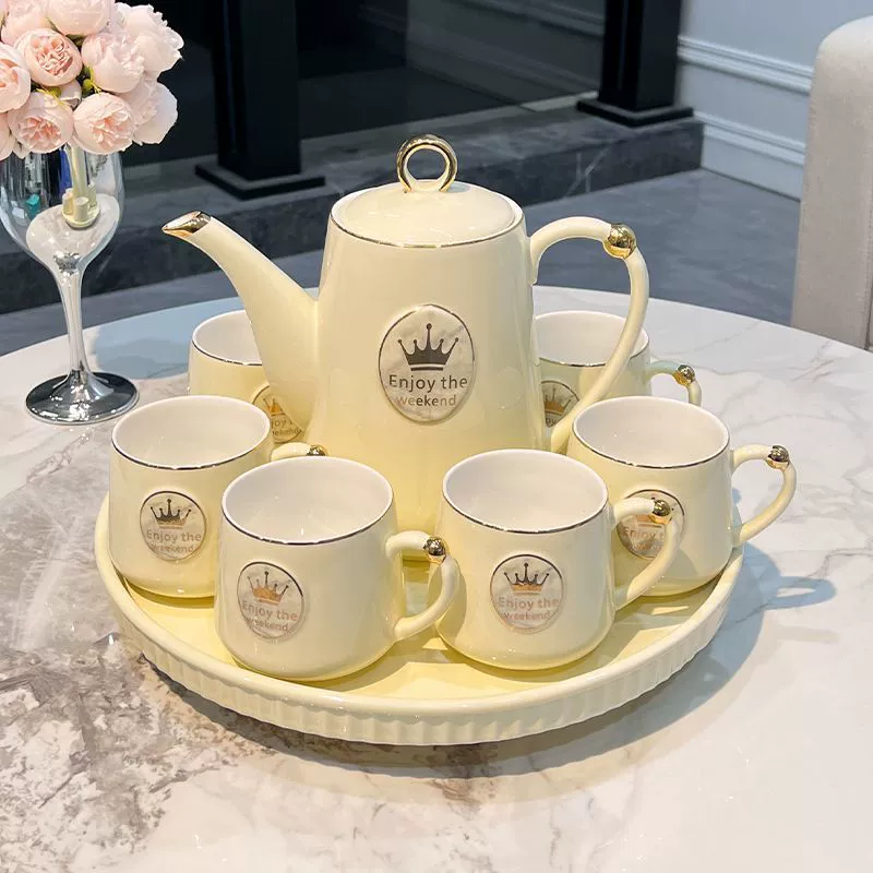 2024 новый чайный набор доступный люкс высококлассный простой чайный сервиз для дома гостиной европейская керамика подарочная коробка для новоселья