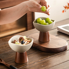 粗陶甜品碗麦片碗陶磁器食器高級感小衆高足ヨーグルトオート麦アイスクリーム碗アイスクリームカップ