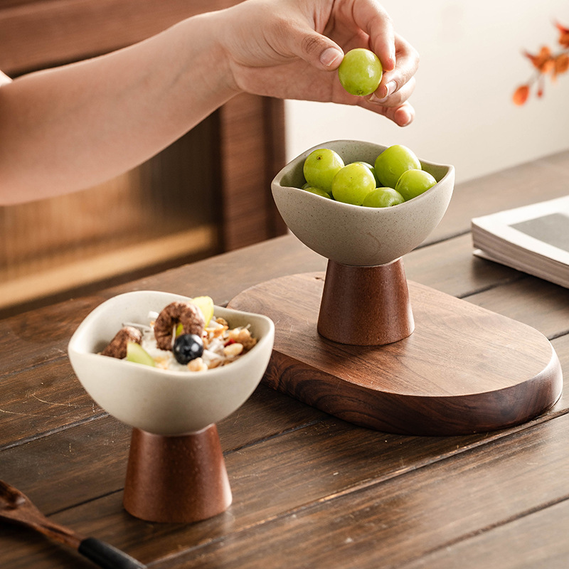粗陶甜品碗麦片碗陶磁器食器高級感小衆高足ヨーグルトオート麦アイスクリーム碗アイスクリームカップ|undefined