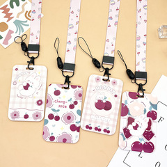 塑料滑蓋新款櫻桃小兔卡通卡套可愛少女學生校園卡證件卡保護套