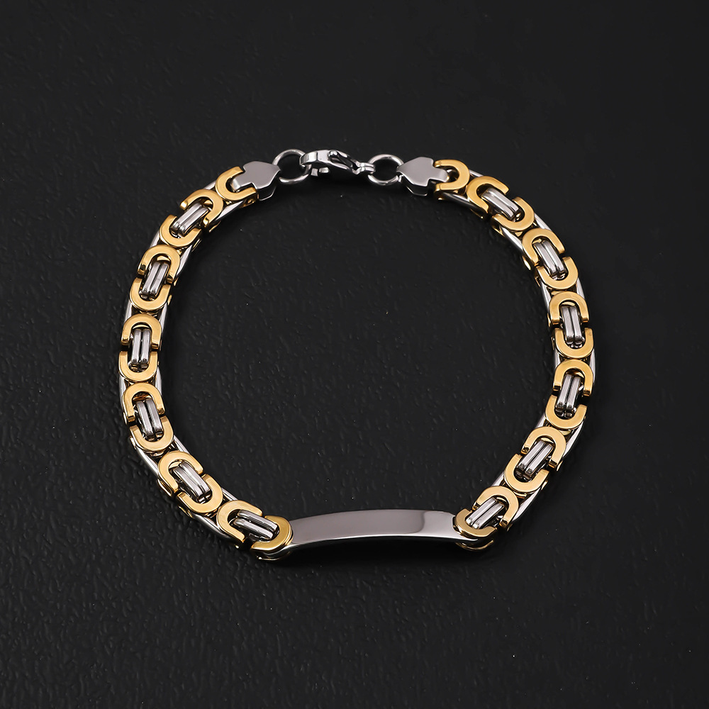 Fashionable golden bracelet stainless steel hip-hop style handmade