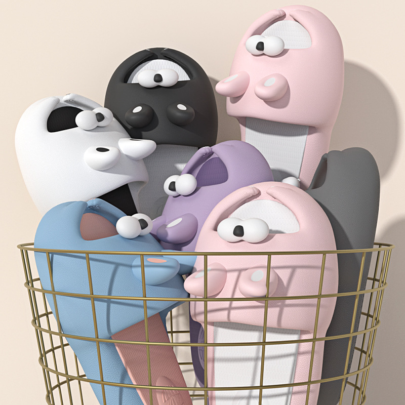 Original de dibujos animados lindo Moji conejo suave Fondo papá zapatos interior antideslizante sandalias de fondo grueso verano casa EVA zapatillas