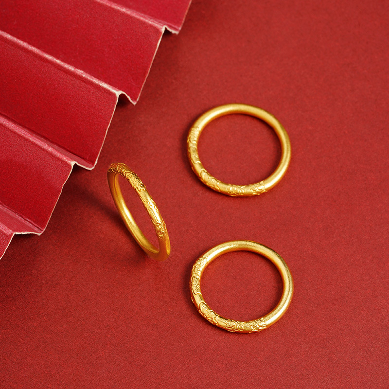 Vietnam Sha Jin Su círculo tallado flor femenina simple anillo de moda elegante popular estilo chino versátil Yiwu accesorios suministro