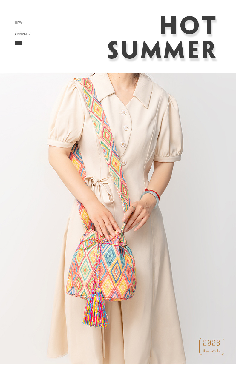 New Women's Bag ENSPT Crossbody Bucket Bag Bohemian Ethnic Style Canvas Bag Women's Printed New Canvas Commuting Bag_voghion.com