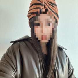 复古针织头巾帽异国风情女帽赫本风小众包头帽家居保暖帽月子帽