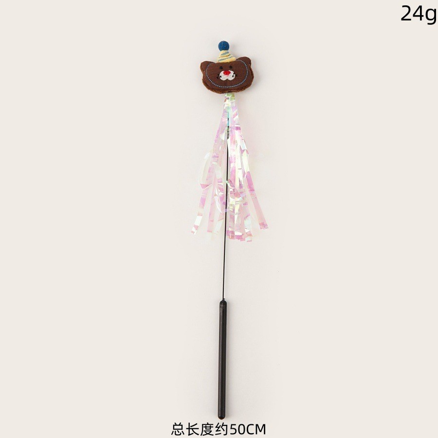 카툰 브라운 베어 고양이 놀이 막대