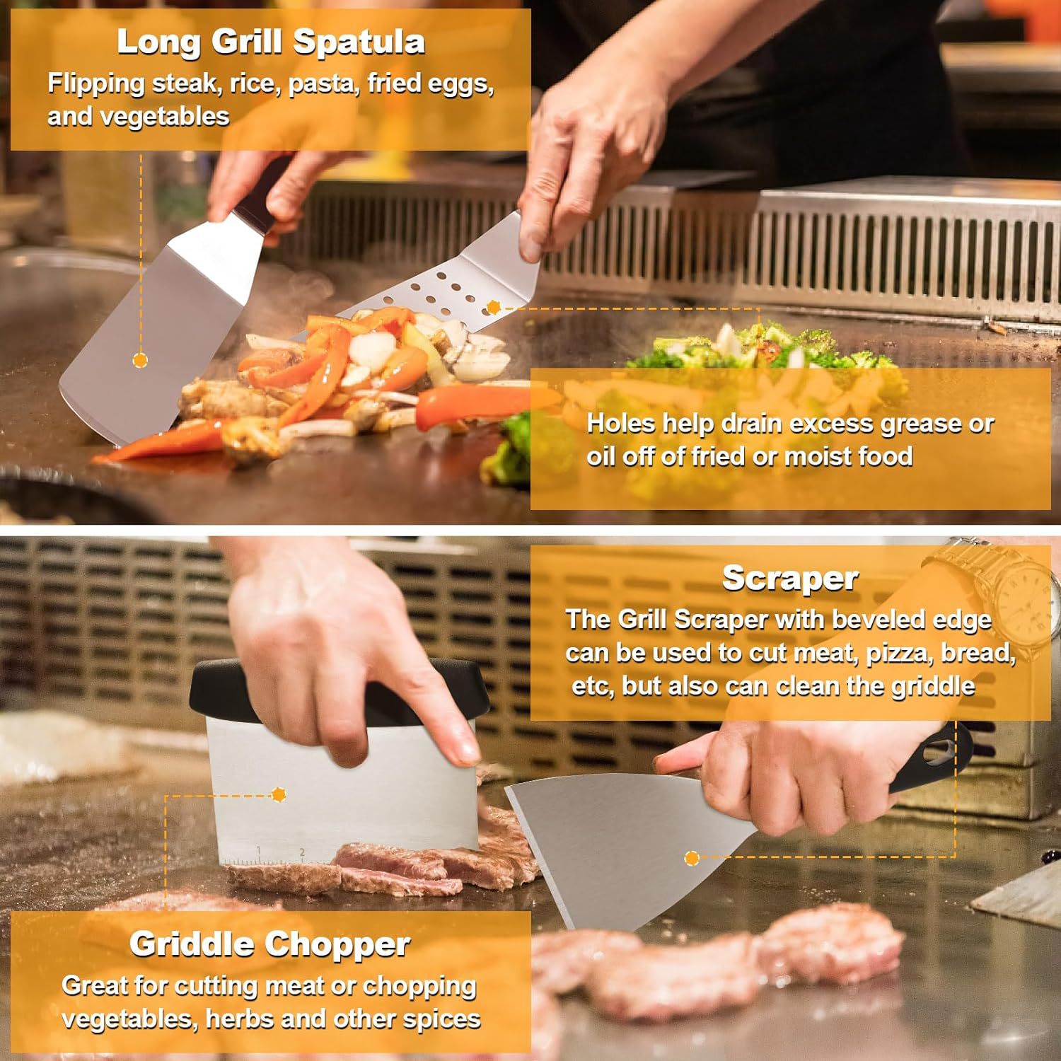 Amazon acero inoxidable al aire libre acampado set de herramientas de parrilla BBQ pala combinación set de parrilla de hierro