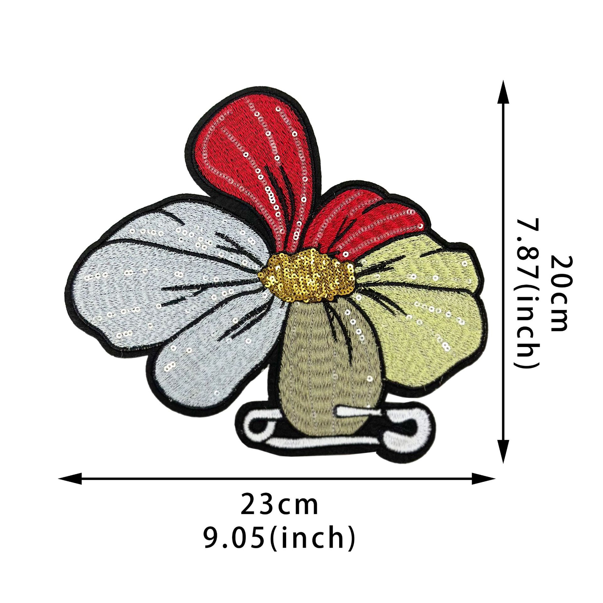 Hermoso bordado de computadora sequinilla flor de tela pegado bordado flores ropa bolsas sombreros DIY accesorios en stock al por mayor