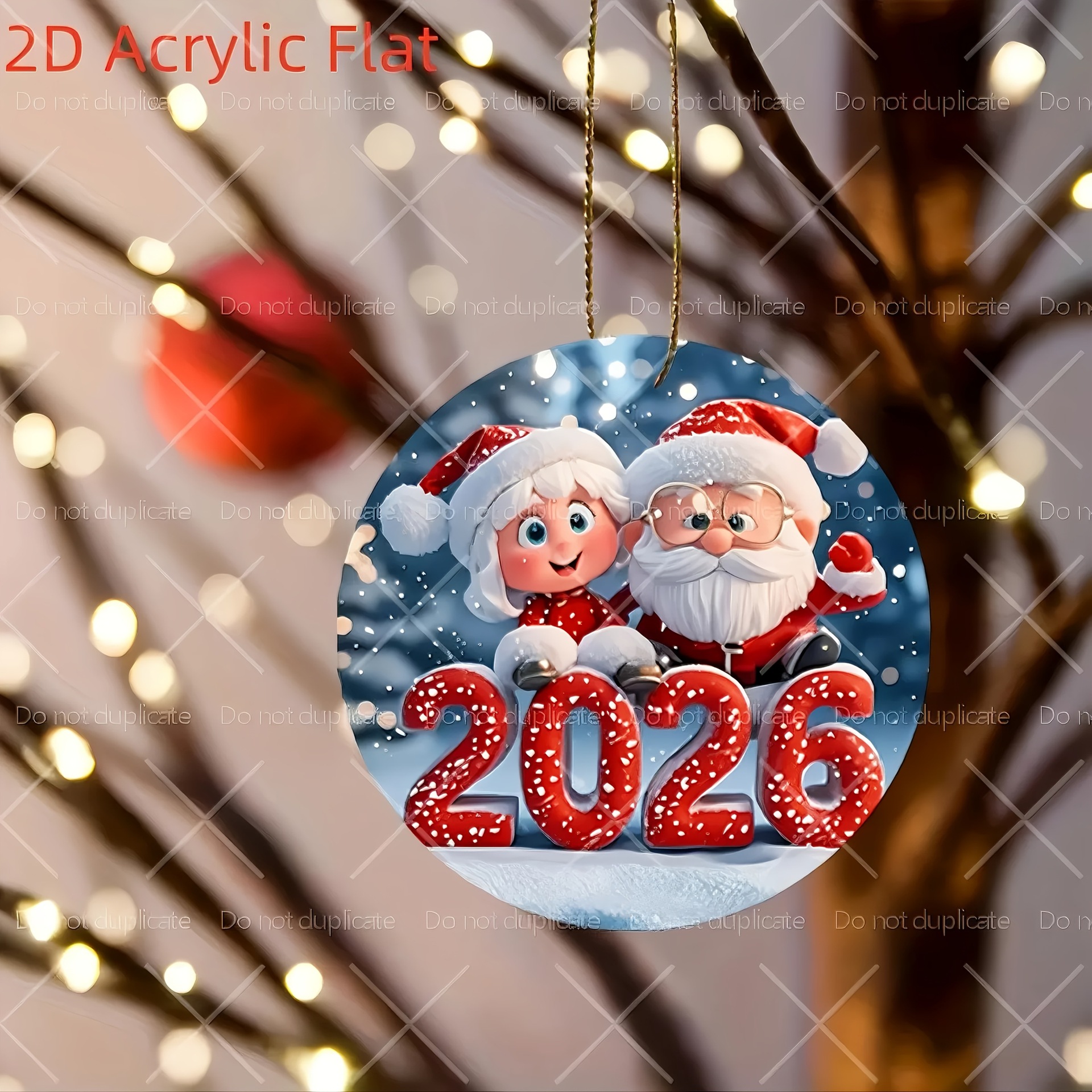 Nuevo Santa Claus transfronterizo y muñeco de nieve 2026 colgante acrílico redondo decoración de fiesta de Navidad en el hogar image 2