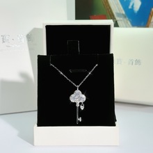 原创S925纯银幸运三叶草钥匙项链女气质百搭小众高级感名媛锁骨链