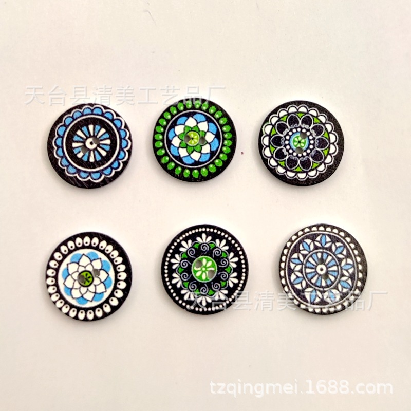 1.5/2/2.5cm Botones de disco de impresión azul sobre fondo blanco Botones de disco de impresión sobre fondo blanco 100 piezas por paquete