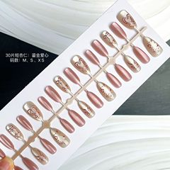 30片手工穿戴甲愛心鎏金可愛純欲手工新款貴婦可拆卸成品甲片