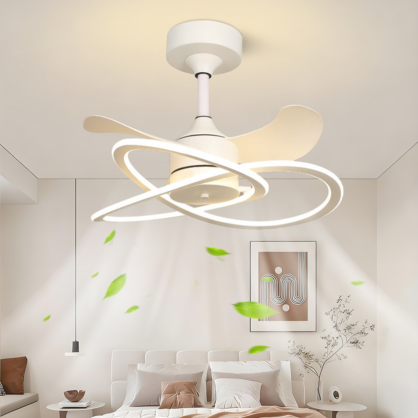 Comedor en una lámpara de ventilador moderno y simple inteligente ventilador de voz 2026 nueva lámpara de ventilador Zhongshan 703L image 2
