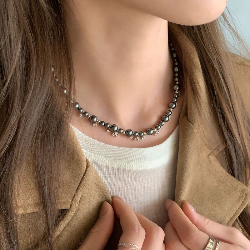 Flowers and Youth Hejia Bubble Nebula Series Light Luxury High-End Qingdao Swarovski Starry Pearl Necklace Flowers and Youth Hejia Bubble Nebula Series Light Luxury High-End Qingdao Swarovski Starry Pearl Necklace