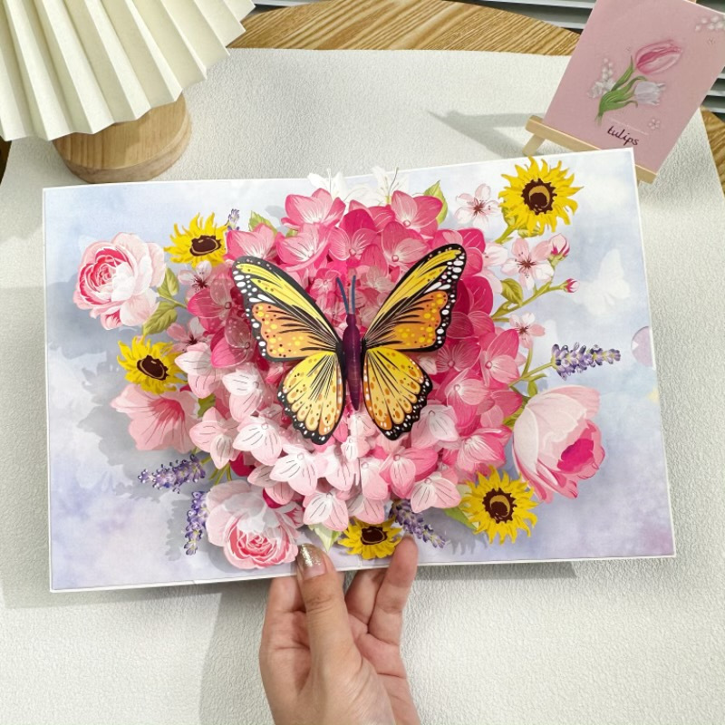 新しい教師の日立体グリーティングカード 3D 花束誕生日カード感謝祭ギフト教師のためのクロスボーダー工場卸売|undefined