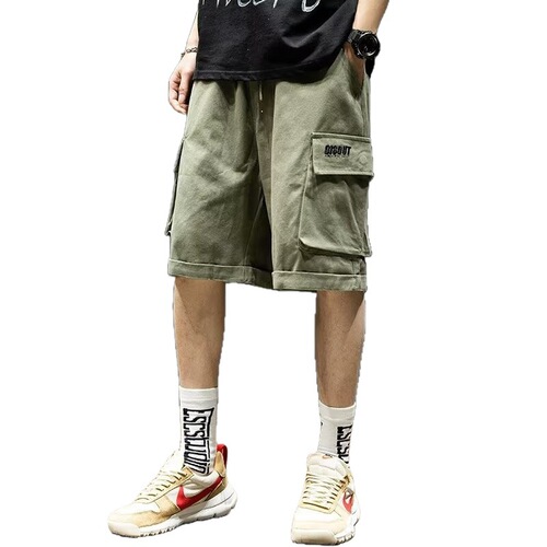 Ins loose shorts, overalls, men's summer pants, quarter pants, casual all-matching, fashion brand, thin cotton season