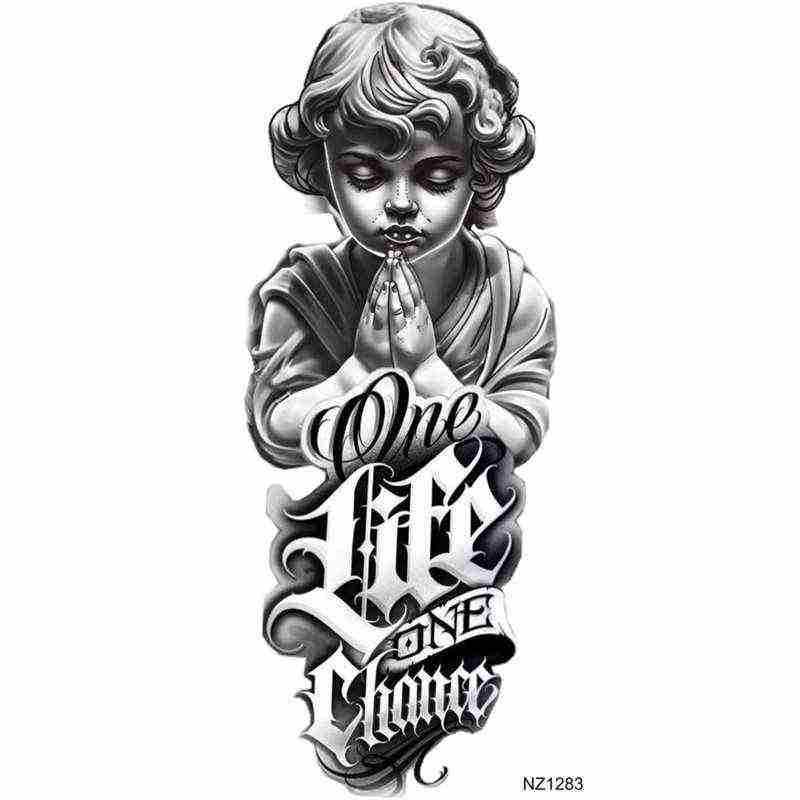 Nuevos productos transfronterizos de tatuaje de ángel, pegatinas de tatuaje de brazo europeas y americanas, tatuaje temporal Temu