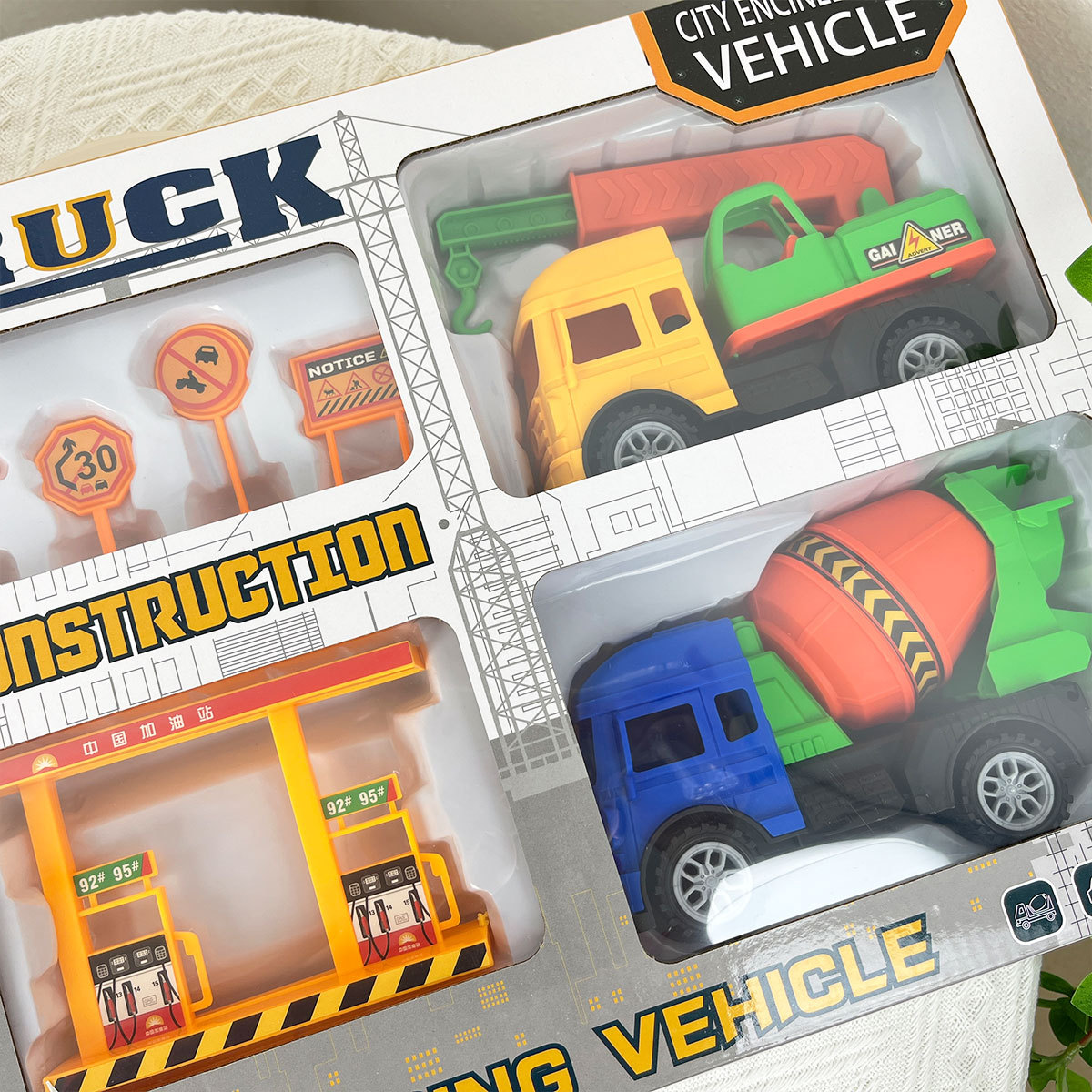 Juguetes para niños al por mayor retroalimentación inercia coche de ingeniería caja de regalo grande conjunto de excavadora mezcladora mecanismo de regalo