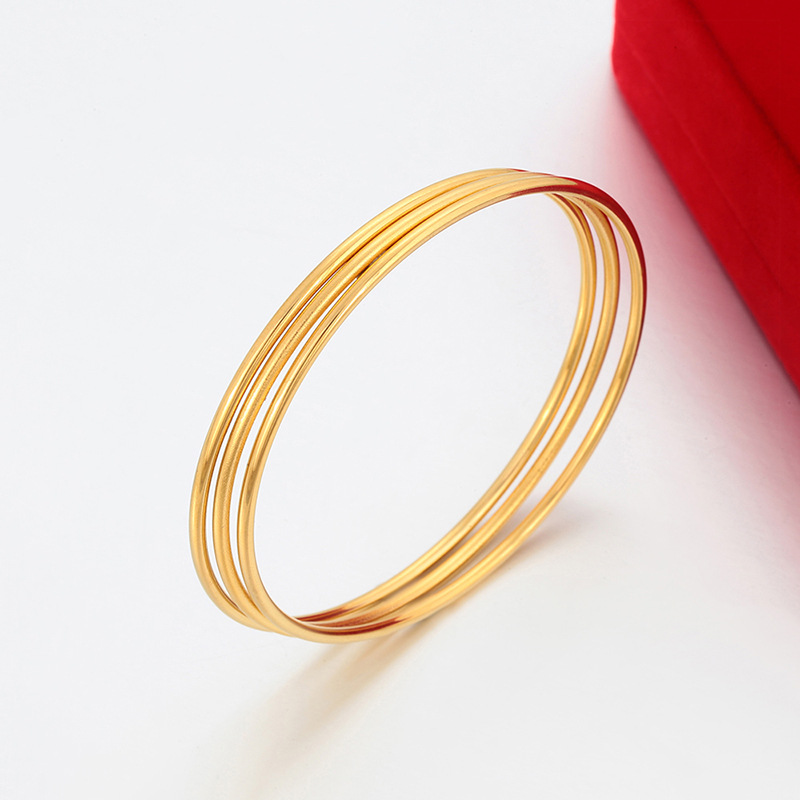 Xuping joyería simple tres capas cruzada de Europa y Estados Unidos pulsera de anillo simple de acero inoxidable 24k color brillante joyería esmerizada al por mayor