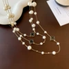 96 [gold chain] black four-leaf clover